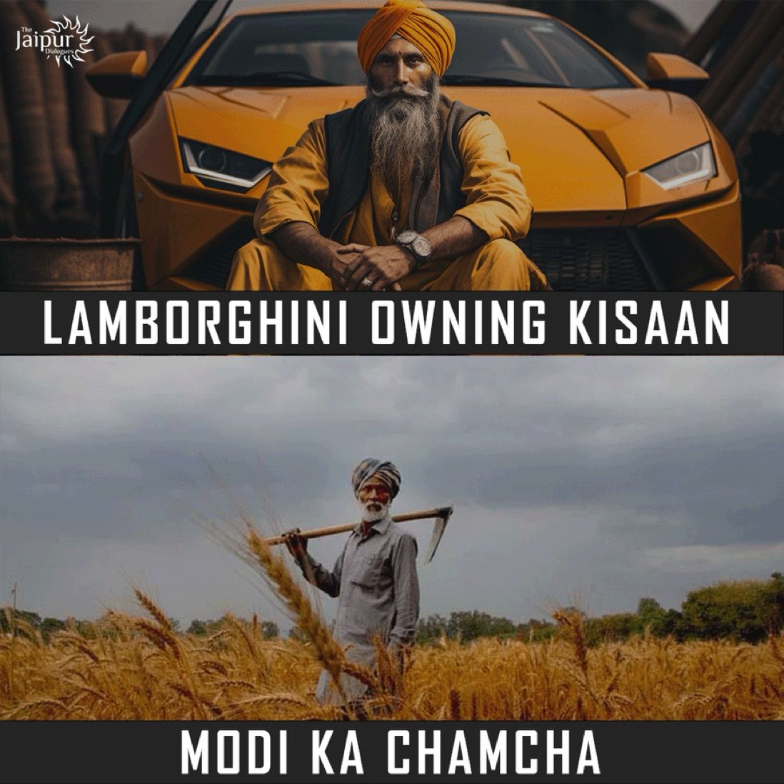 Lamborghini Owner= Kisaan Field Worker= Modi Agent